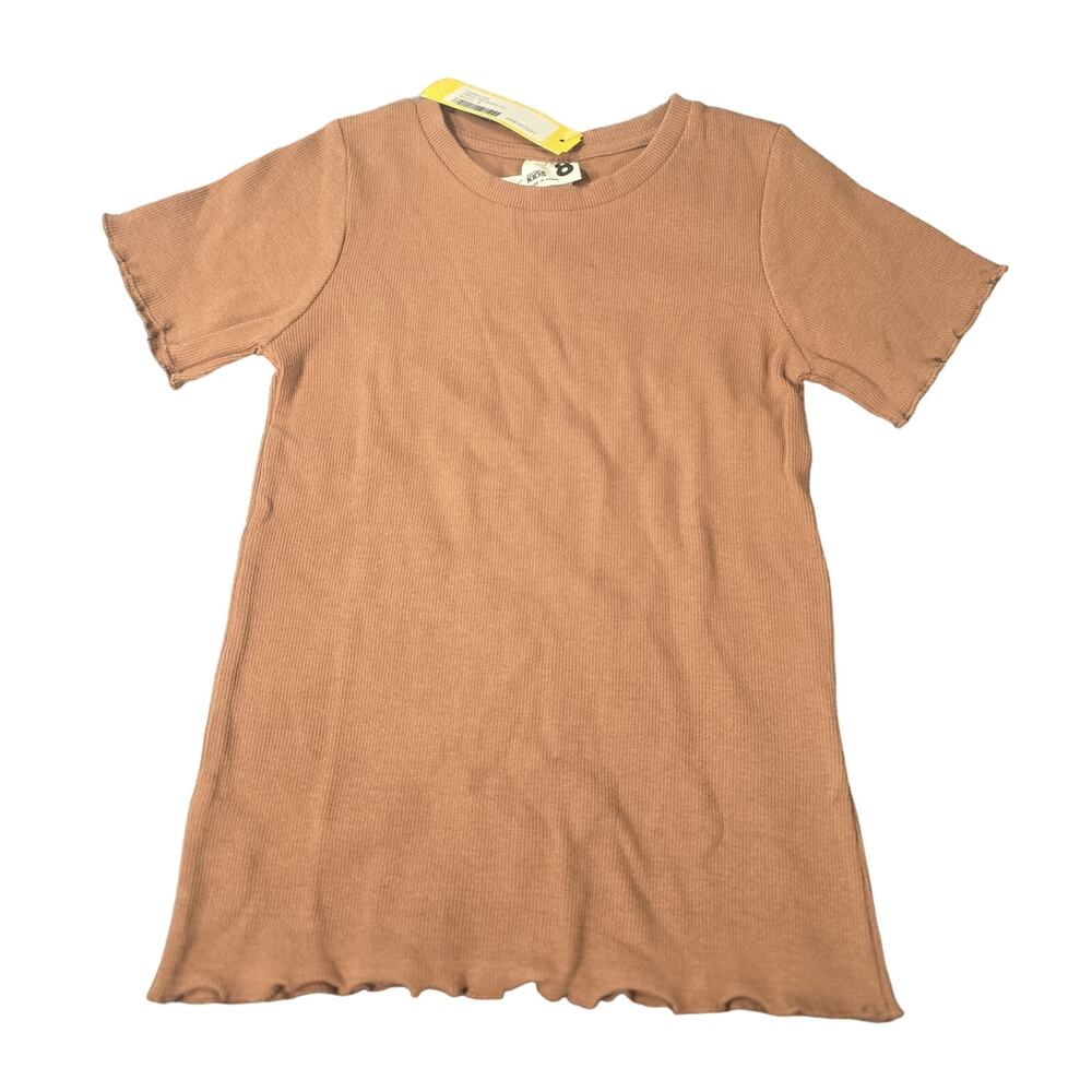 Cotton On Ribbed Brown Tee Girls Size 8 NWT Short Sleeve Soft Basic